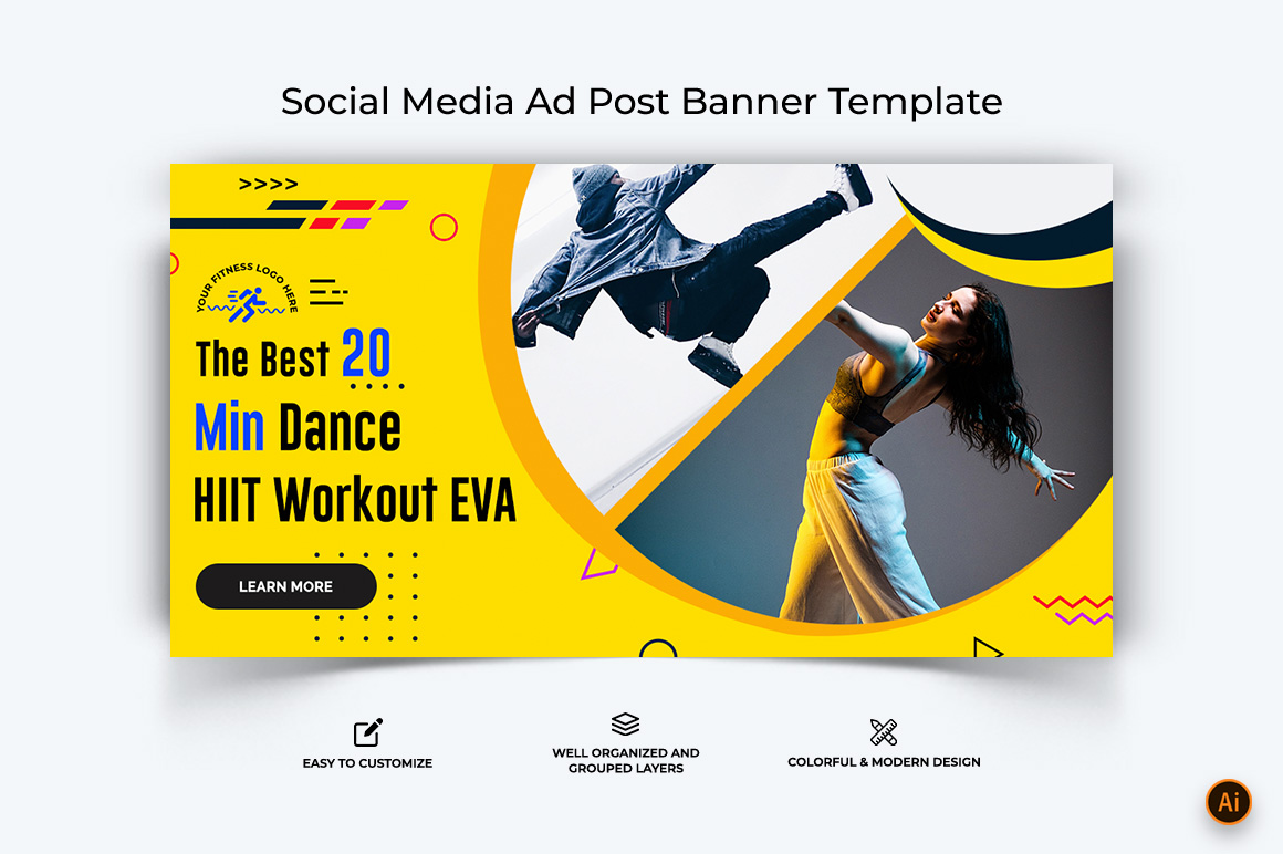 Gym and Fitness Facebook Ad Banner Design-08