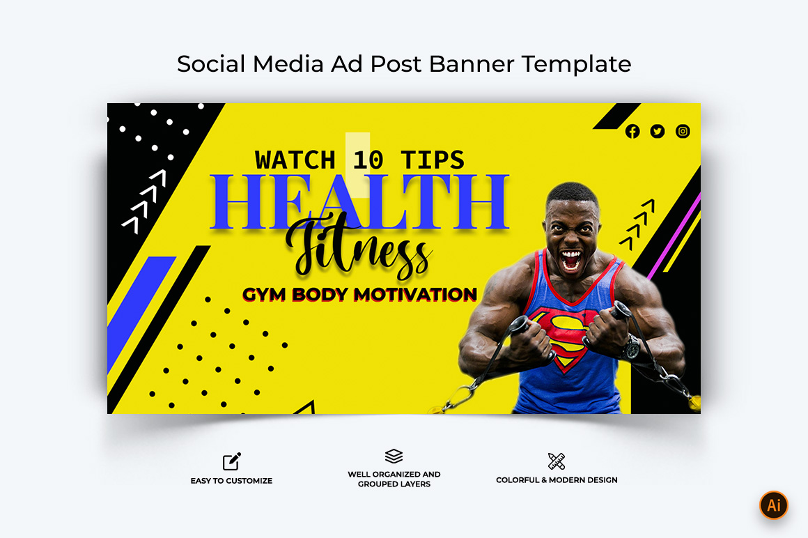 Gym and Fitness Facebook Ad Banner Design-14