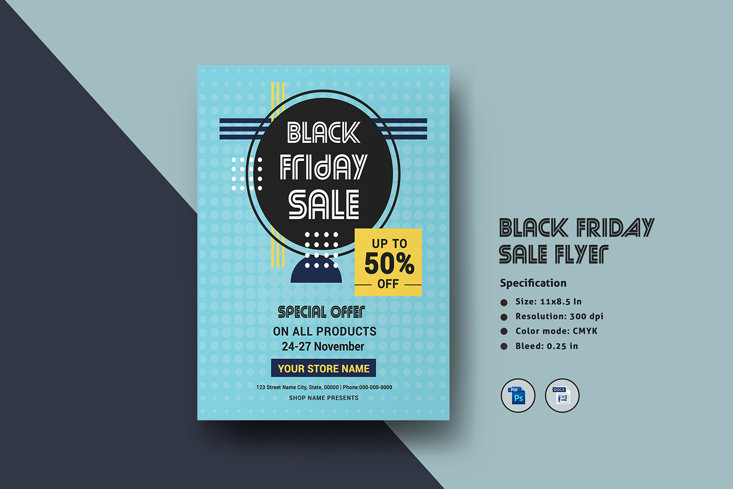 Black Friday Sale Flyer, word and Psd Template