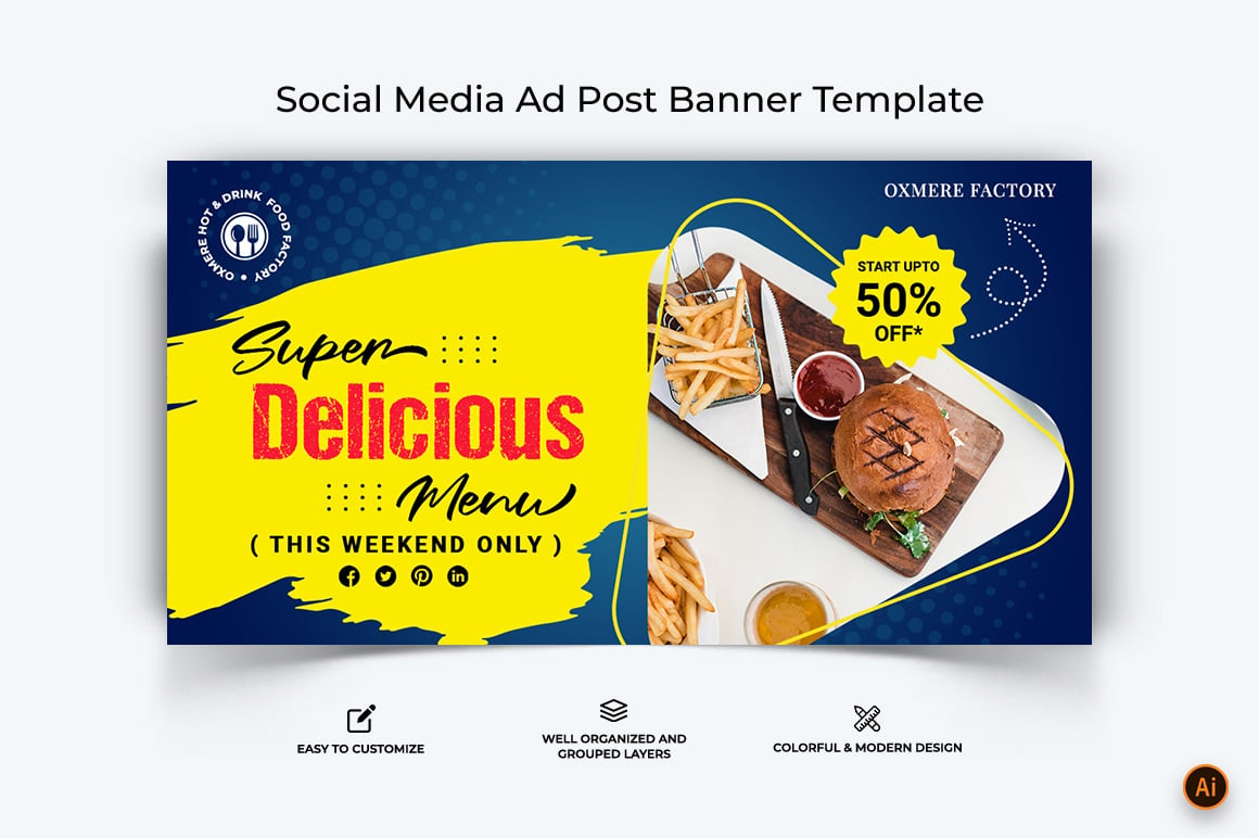 Food and Restaurant Facebook Ad Banner Design-17