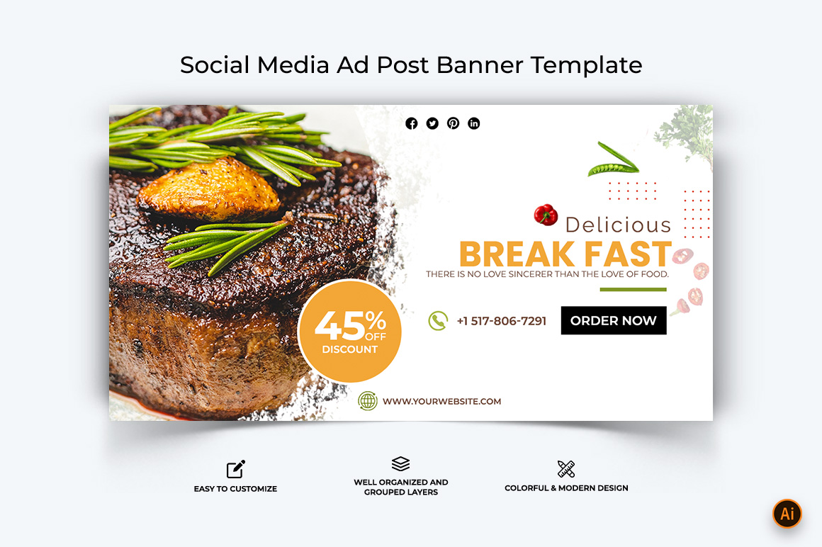 Food and Restaurant Facebook Ad Banner Design-35