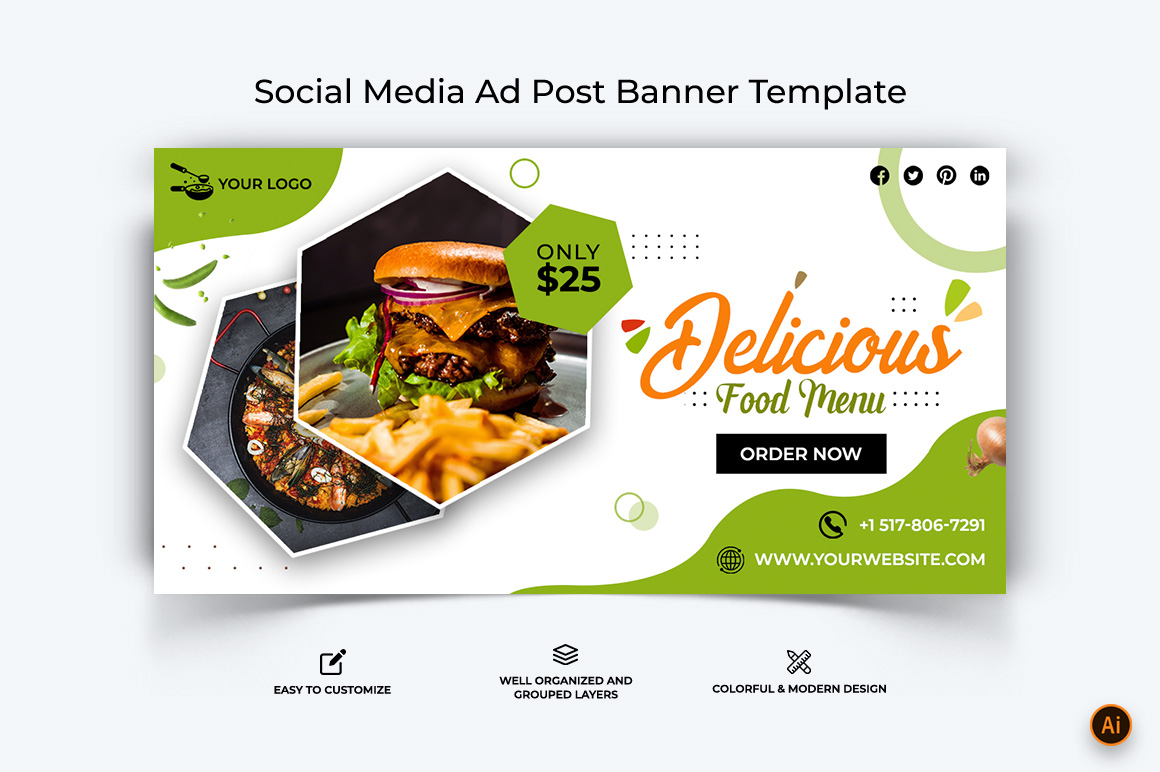 Food and Restaurant Facebook Ad Banner Design-36