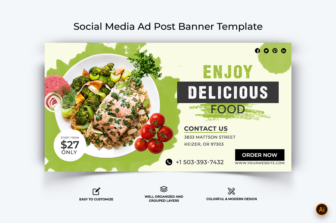 Food and Restaurant Facebook Ad Banner Design-37