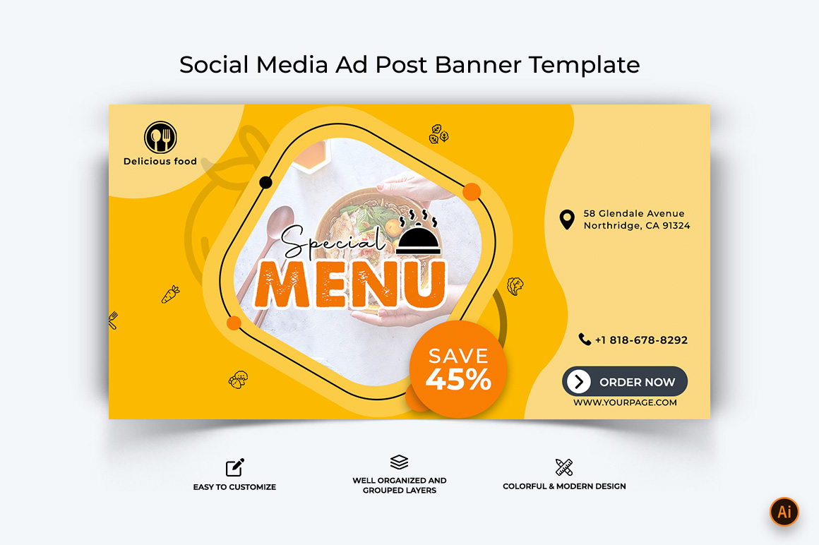 Food and Restaurant Facebook Ad Banner Design-43