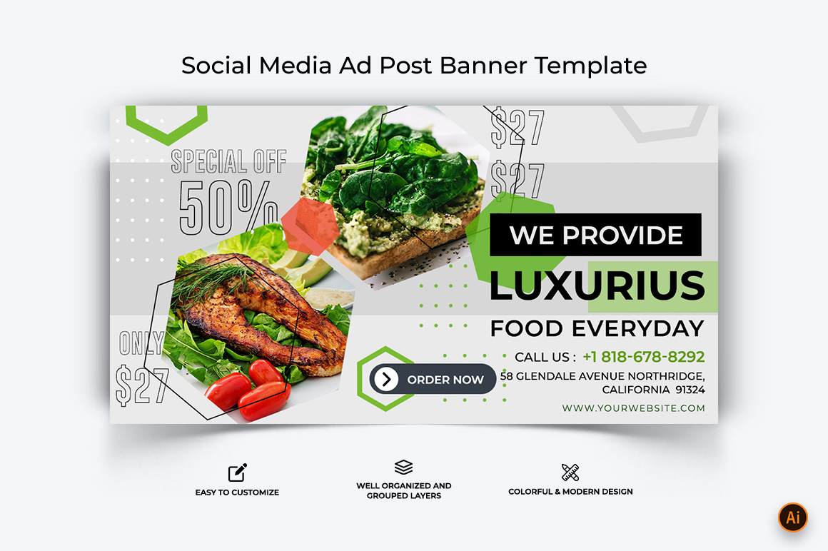 Food and Restaurant Facebook Ad Banner Design-44