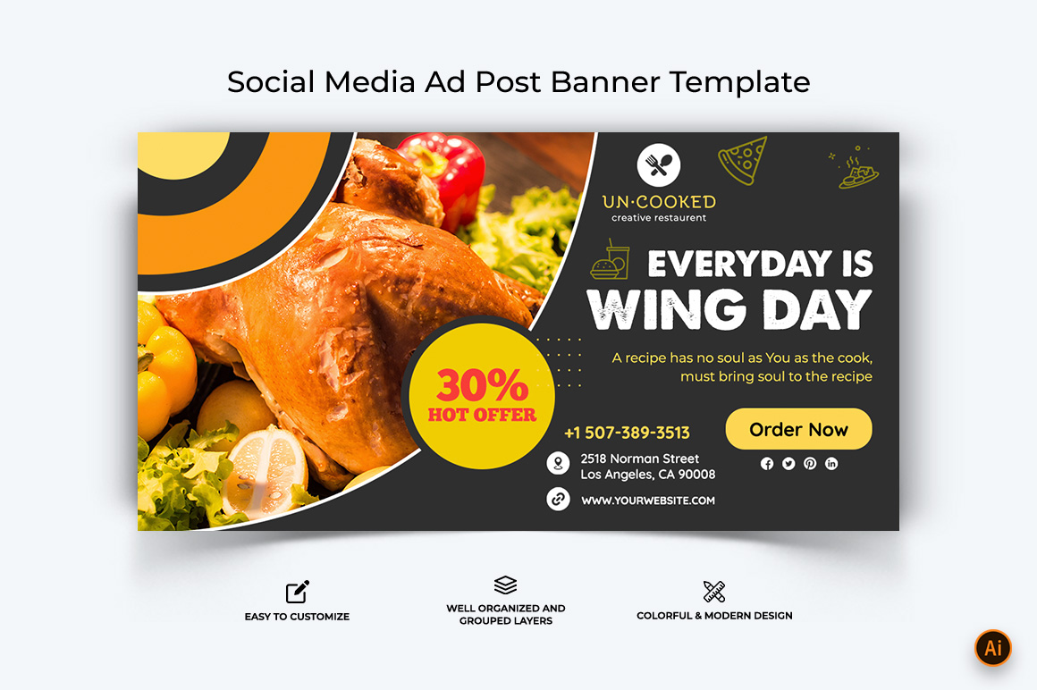 Food and Restaurant Facebook Ad Banner Design-48