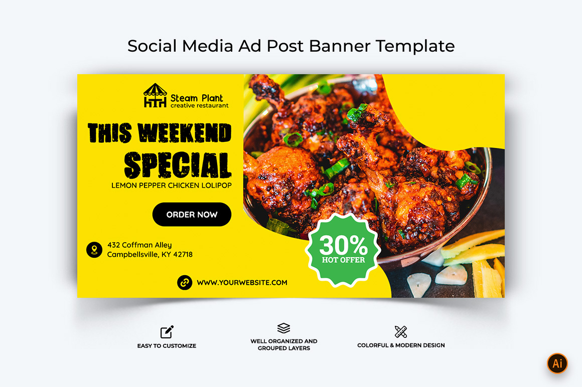 Food and Restaurant Facebook Ad Banner Design-59