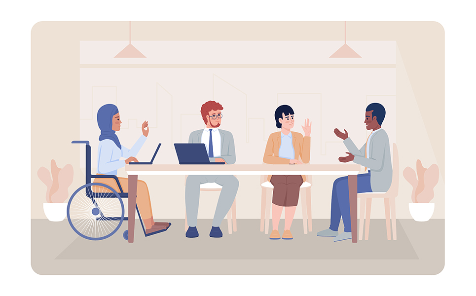 Business meeting 2D vector isolated illustration