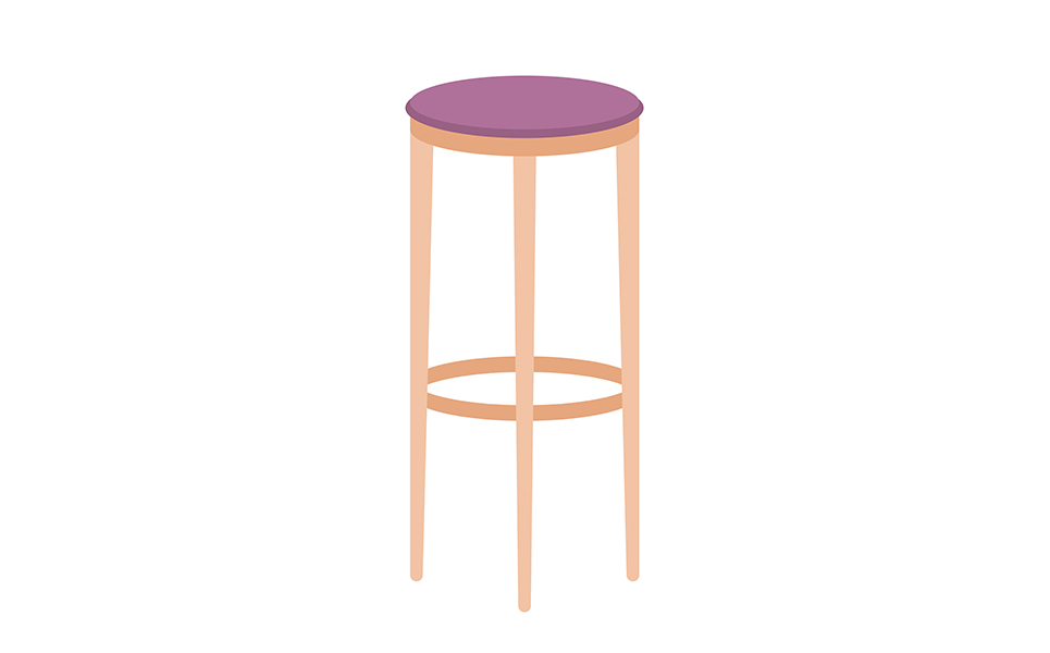 Bar chair semi flat color vector character