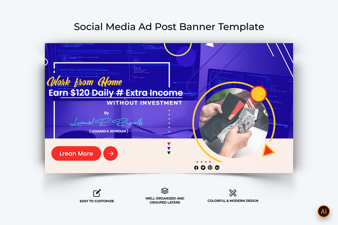 Online Earnings Facebook Ad Banner Design-11