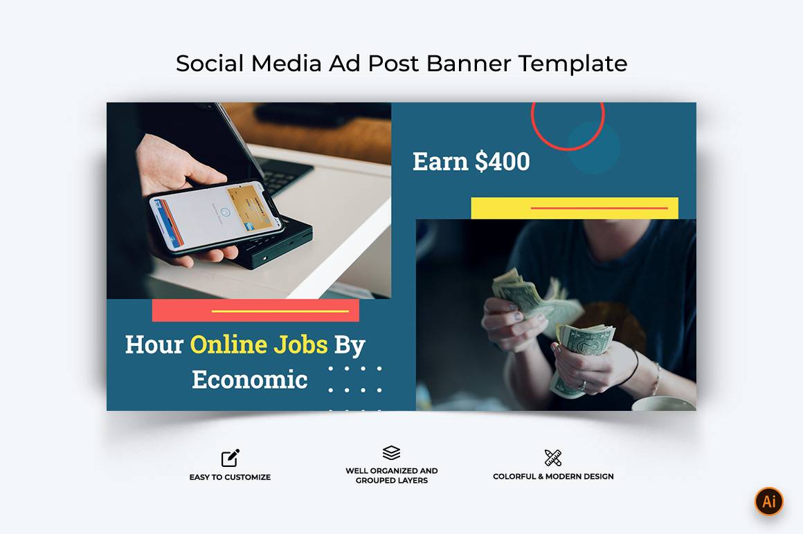 Online Earnings Facebook Ad Banner Design-17