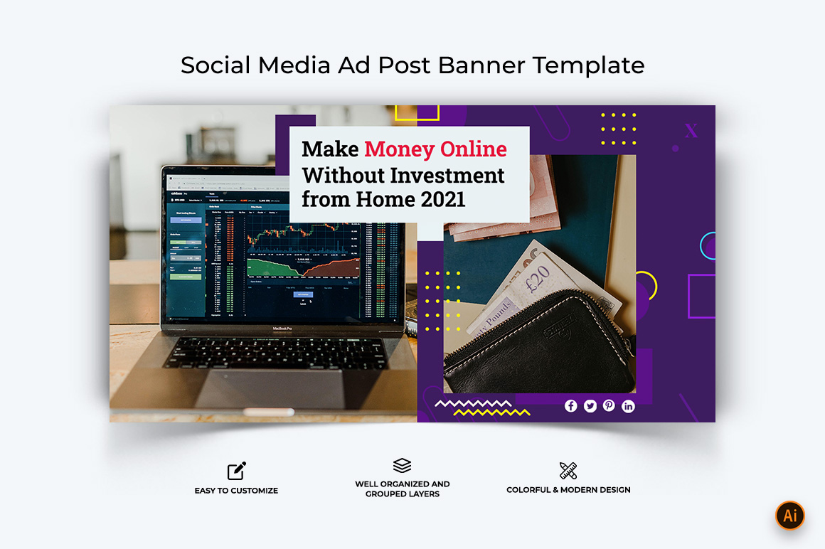 Online Earnings Facebook Ad Banner Design-19