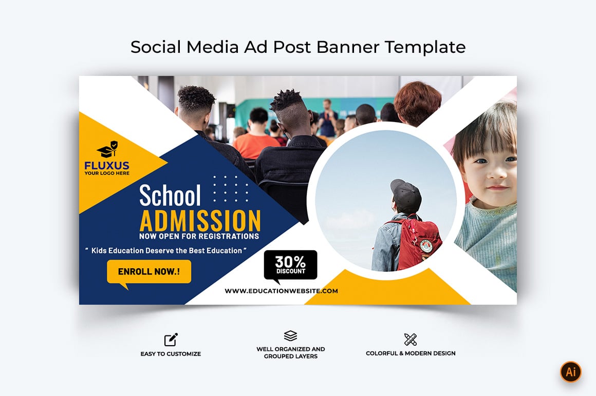 School Admissions Facebook Ad Banner Design-18