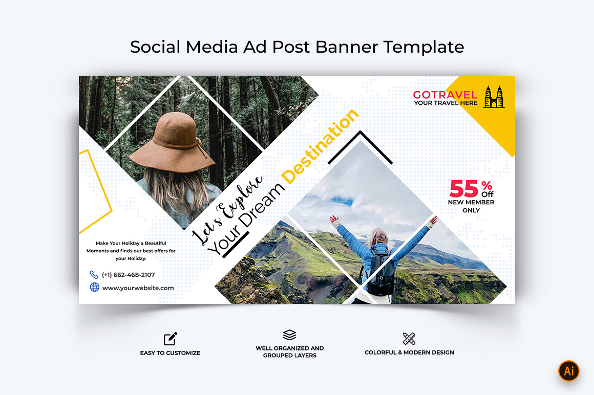 Travel Facebook Ad Banner Design-22