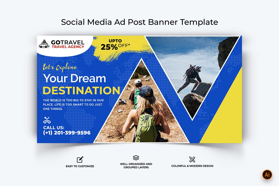 Travel Facebook Ad Banner Design-27