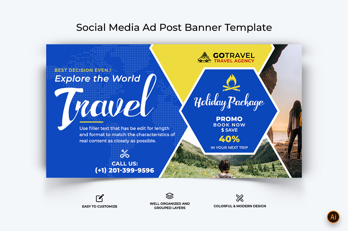 Travel Facebook Ad Banner Design-29