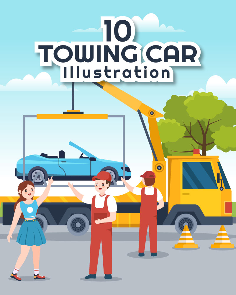 10 Auto Towing Car Illustration