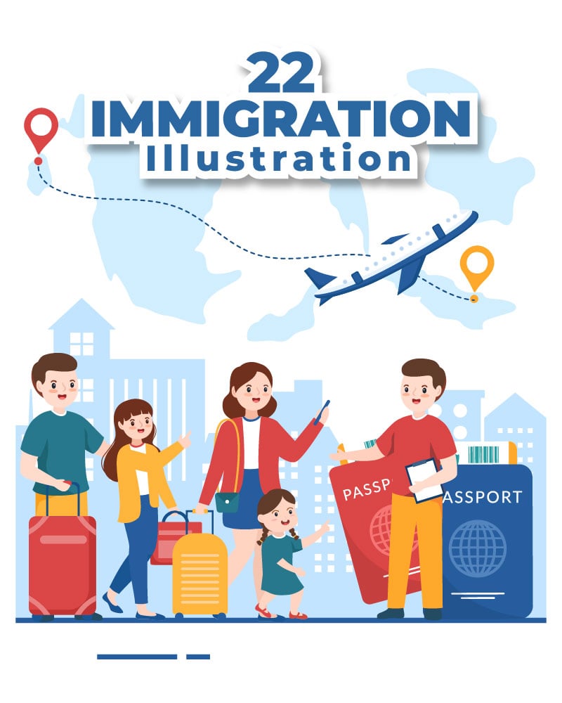 22 Immigration Flat Illustration