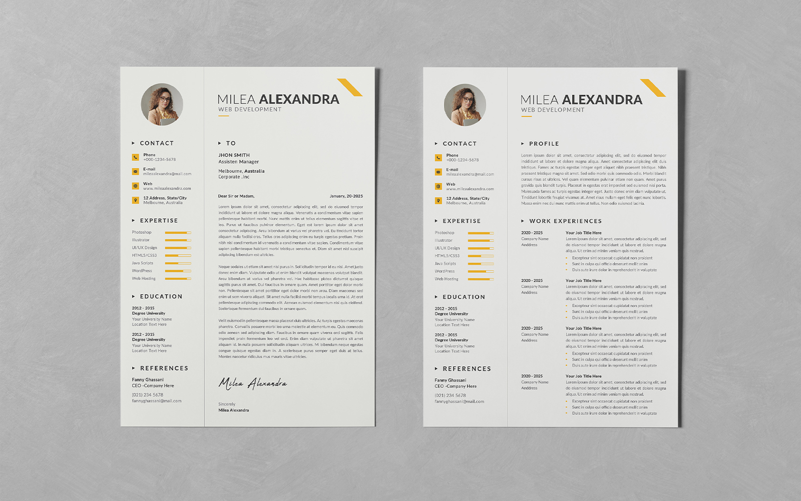 Clean Printable Resume/CV Design PSD Templates