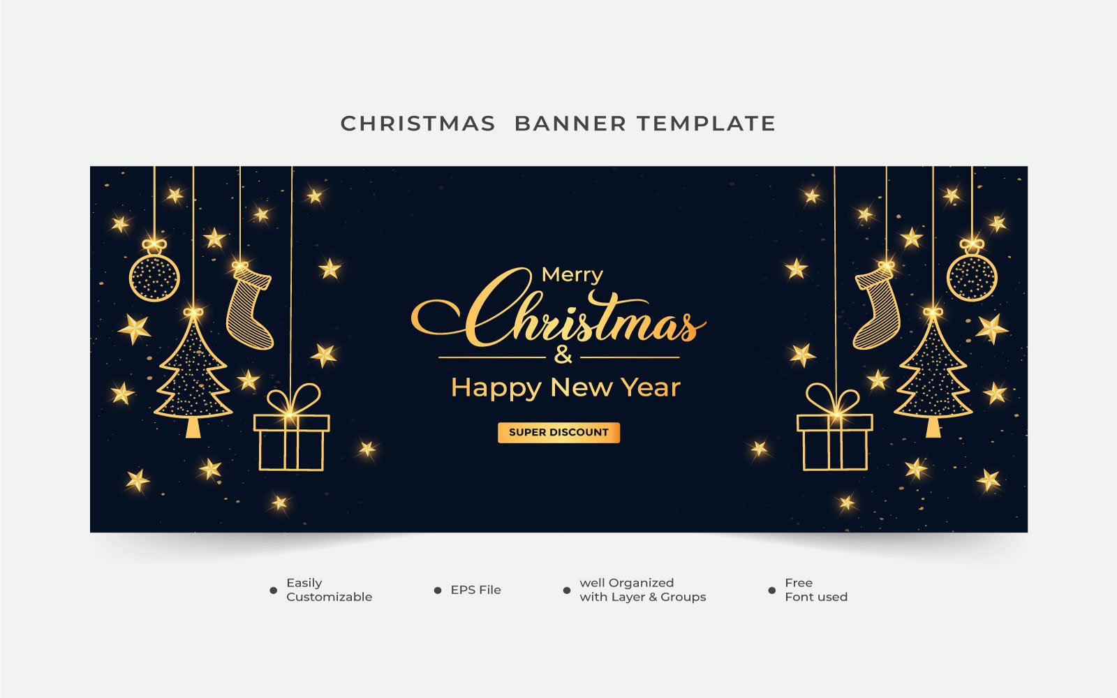 Christmas Sales Banner with Gold Element