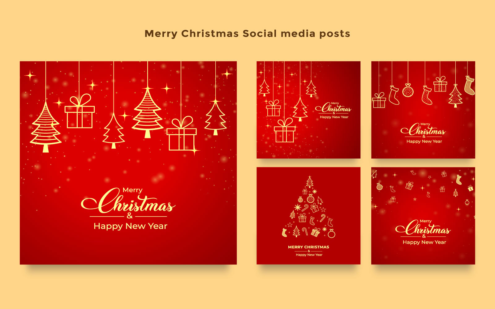 Merry Christmas Gift Card Vector Bundle