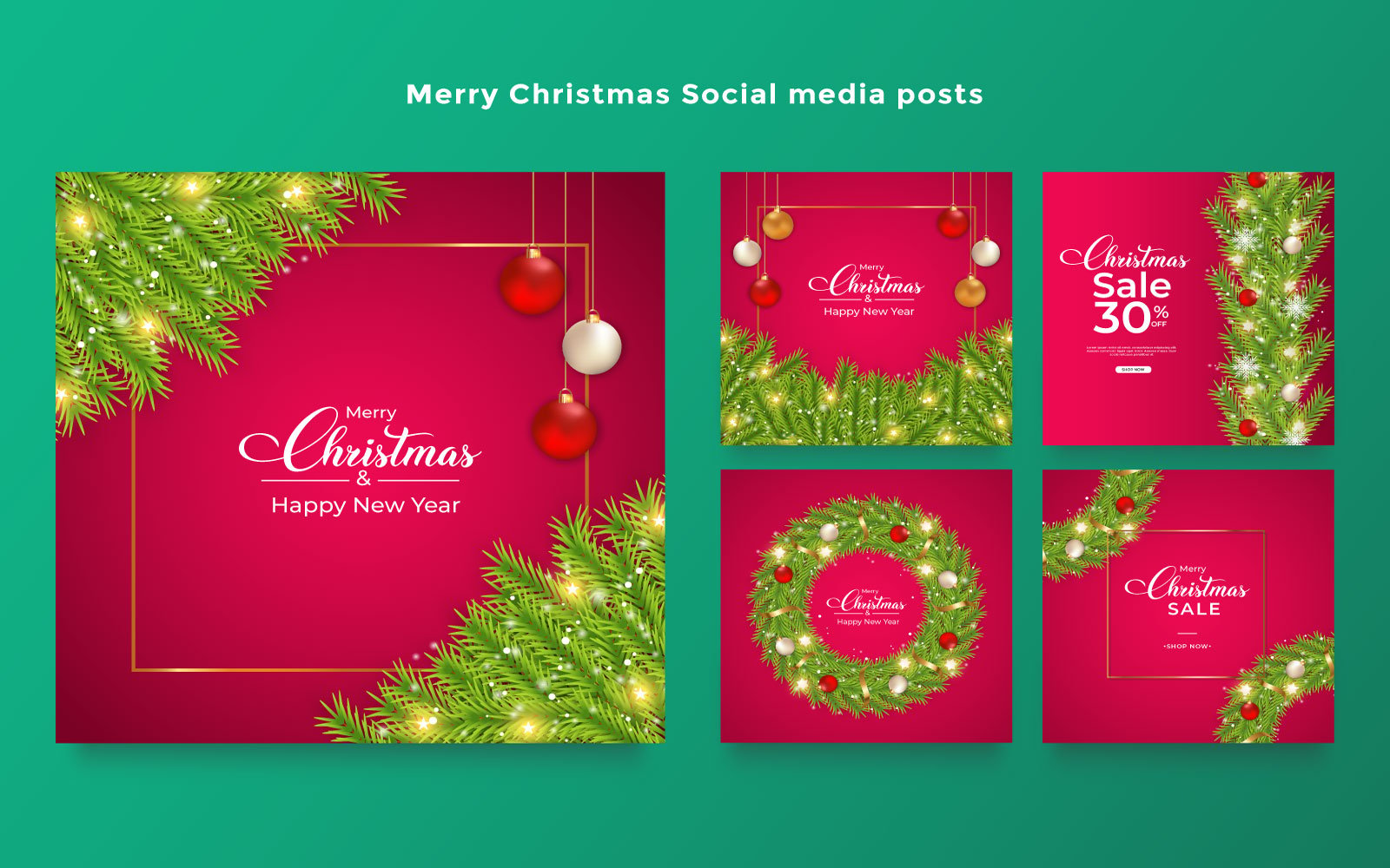 Merry Christmas Template Vector Bundle