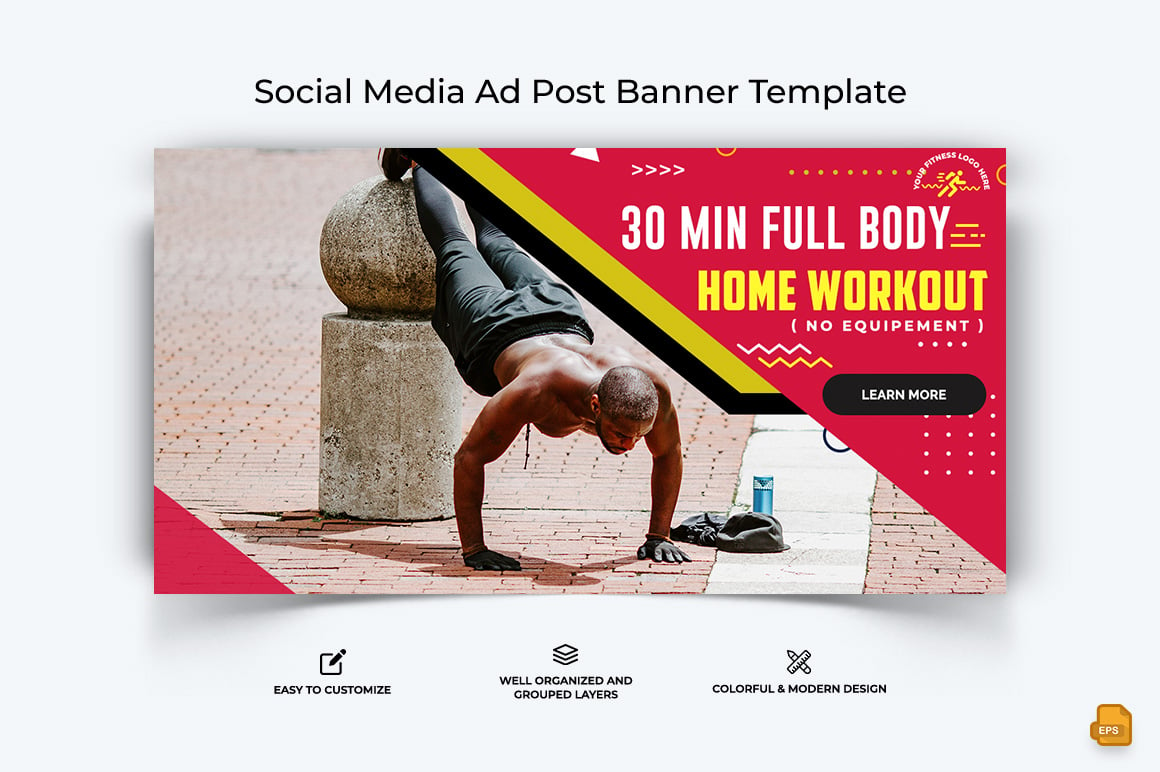 Gym and Fitness Facebook Ad Banner Design-003