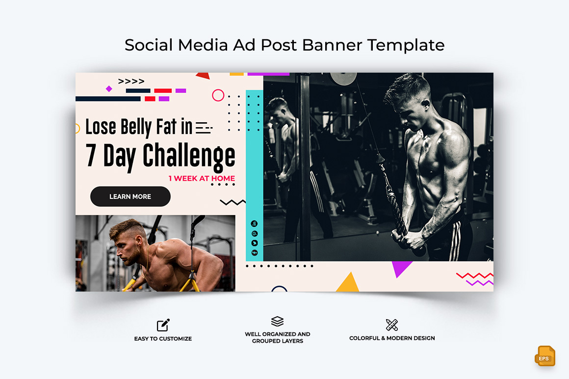 Gym and Fitness Facebook Ad Banner Design-005