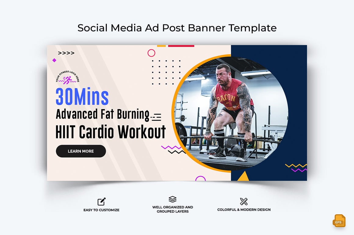 Gym and Fitness Facebook Ad Banner Design-006