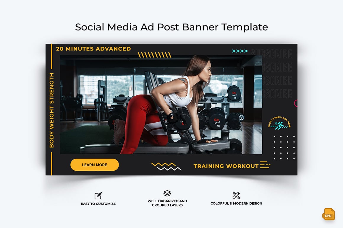 Gym and Fitness Facebook Ad Banner Design-007