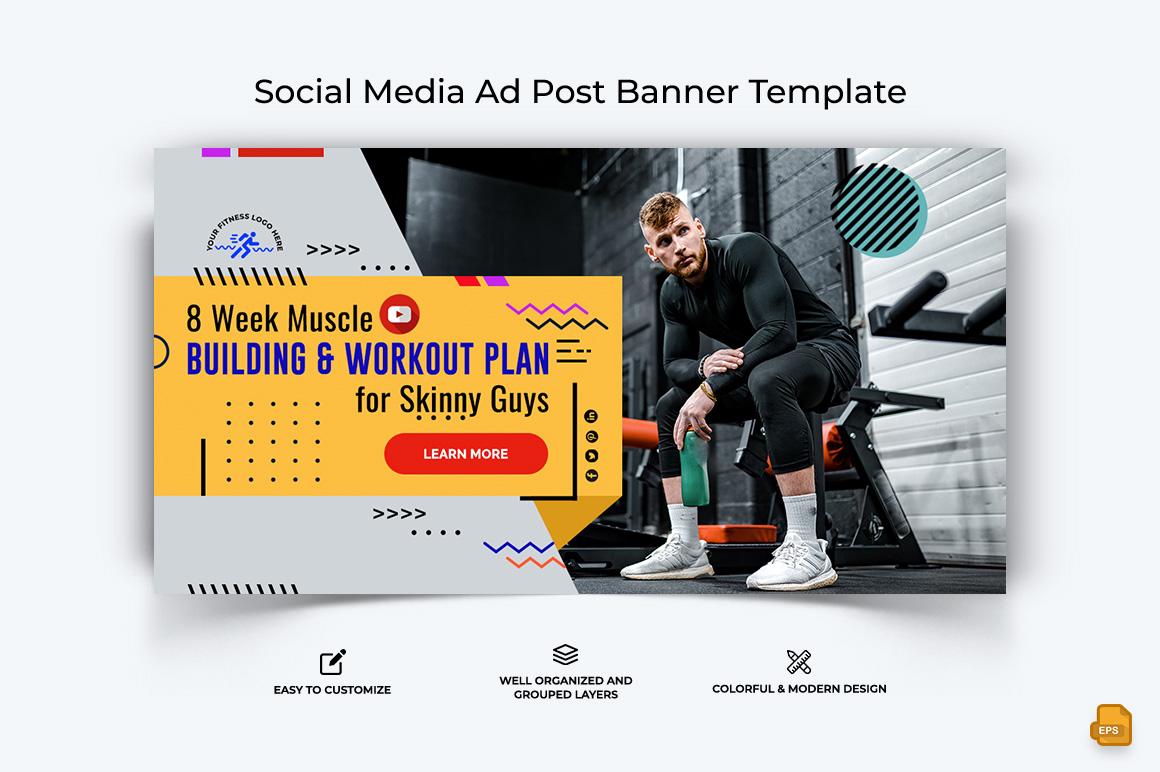 Gym and Fitness Facebook Ad Banner Design-010