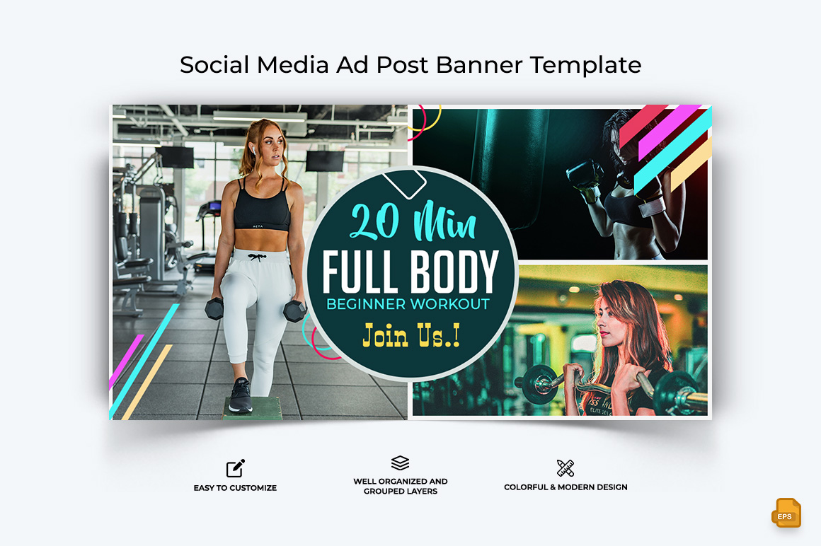 Gym and Fitness Facebook Ad Banner Design-011