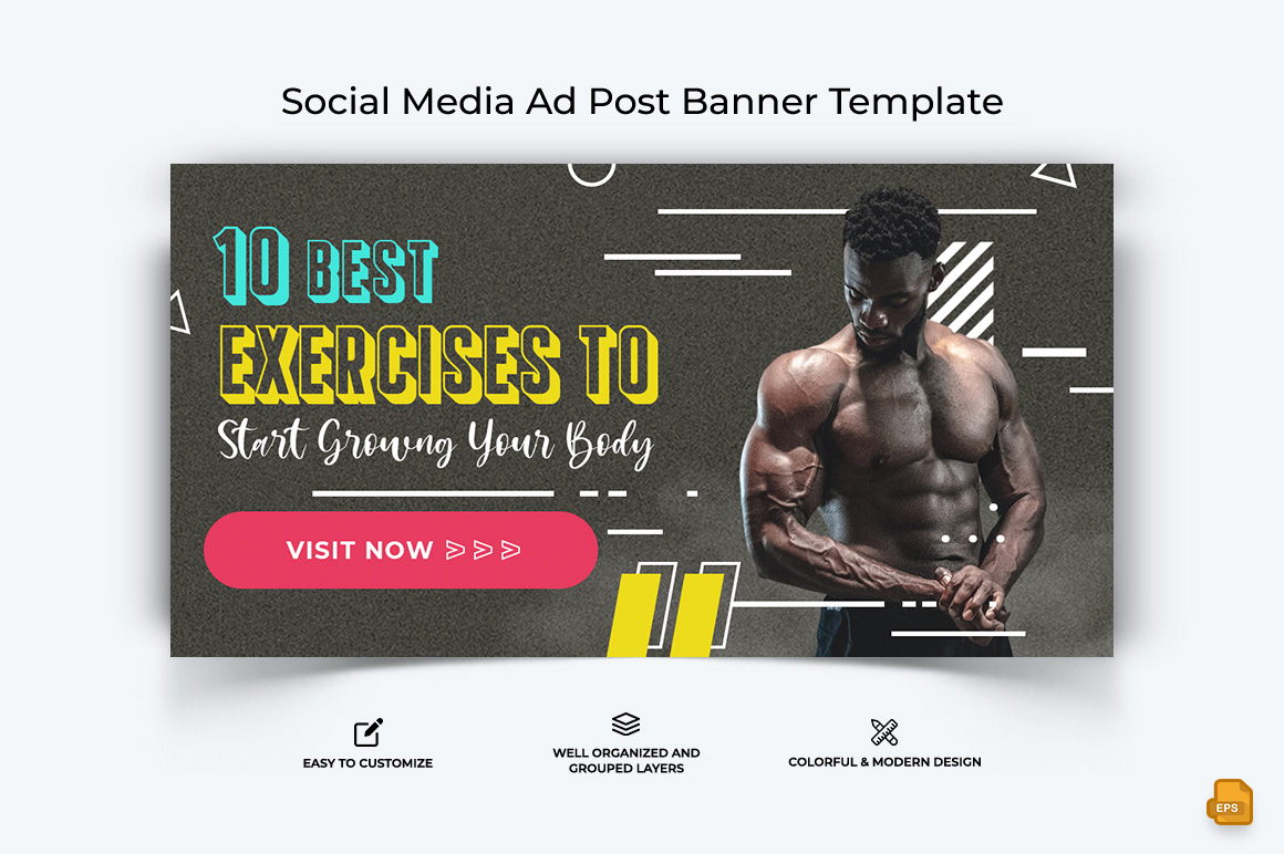 Gym and Fitness Facebook Ad Banner Design-013