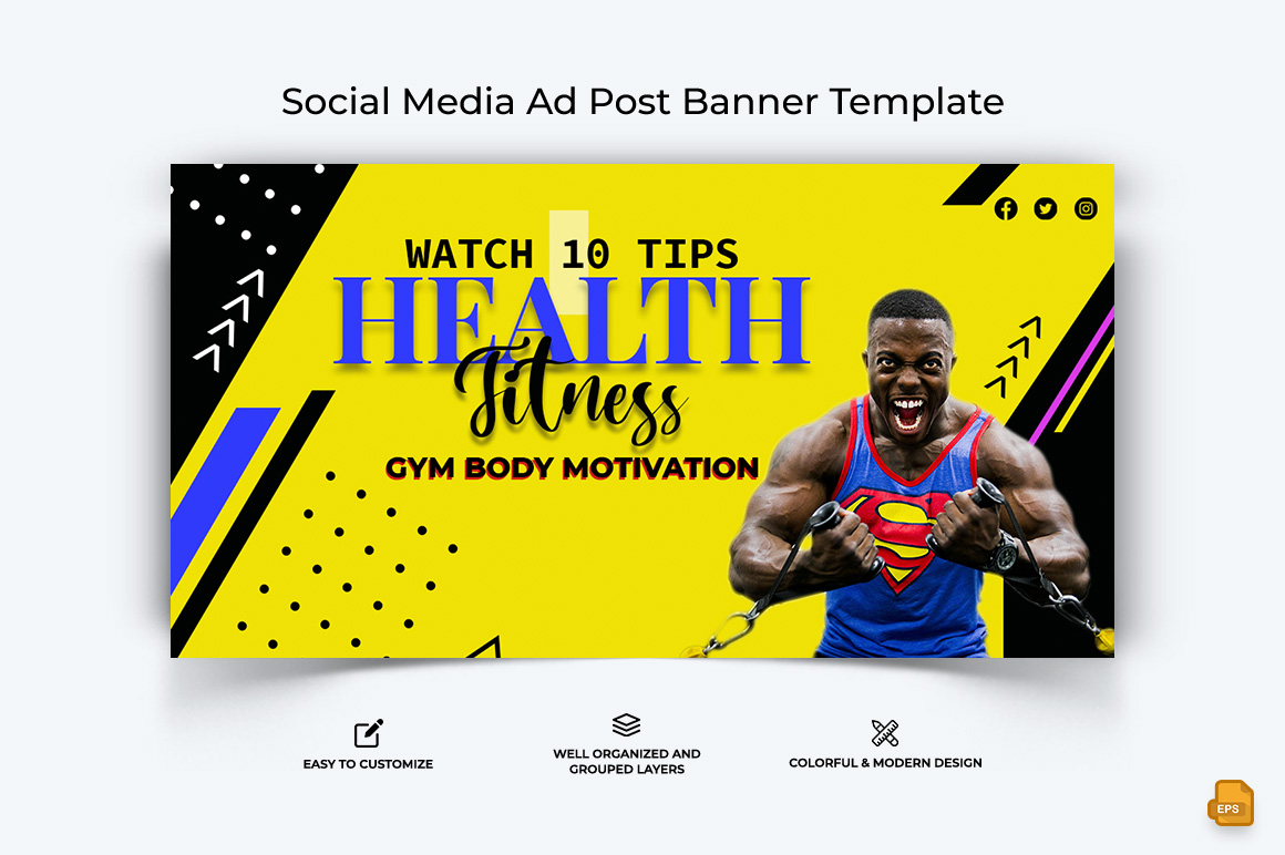 Gym and Fitness Facebook Ad Banner Design-014