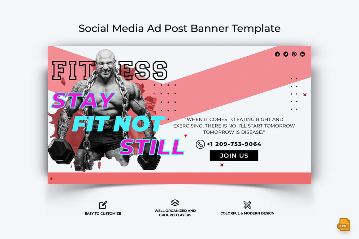 Gym and Fitness Facebook Ad Banner Design-017