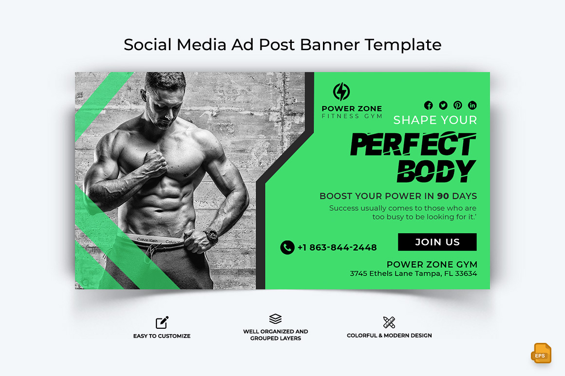 Gym and Fitness Facebook Ad Banner Design-019