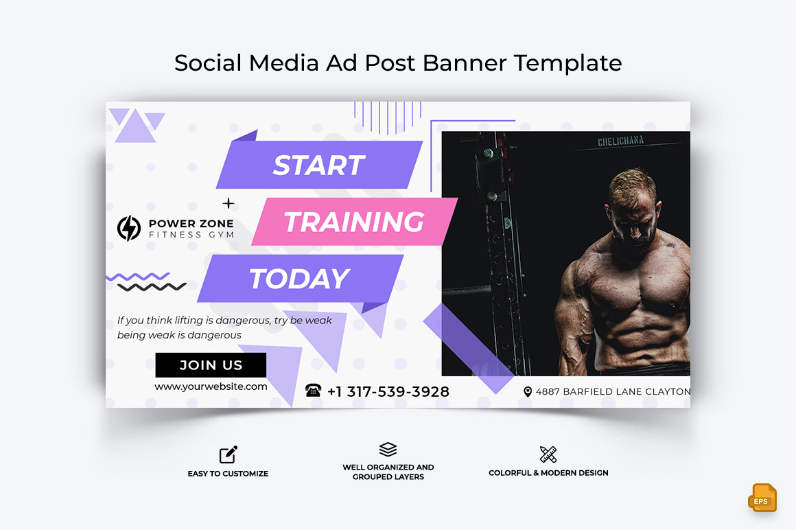 Gym and Fitness Facebook Ad Banner Design-020