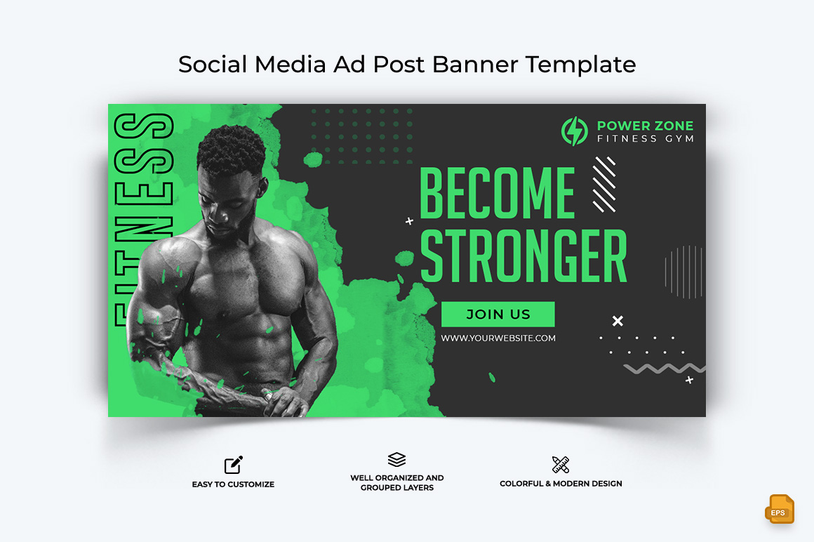 Gym and Fitness Facebook Ad Banner Design-024