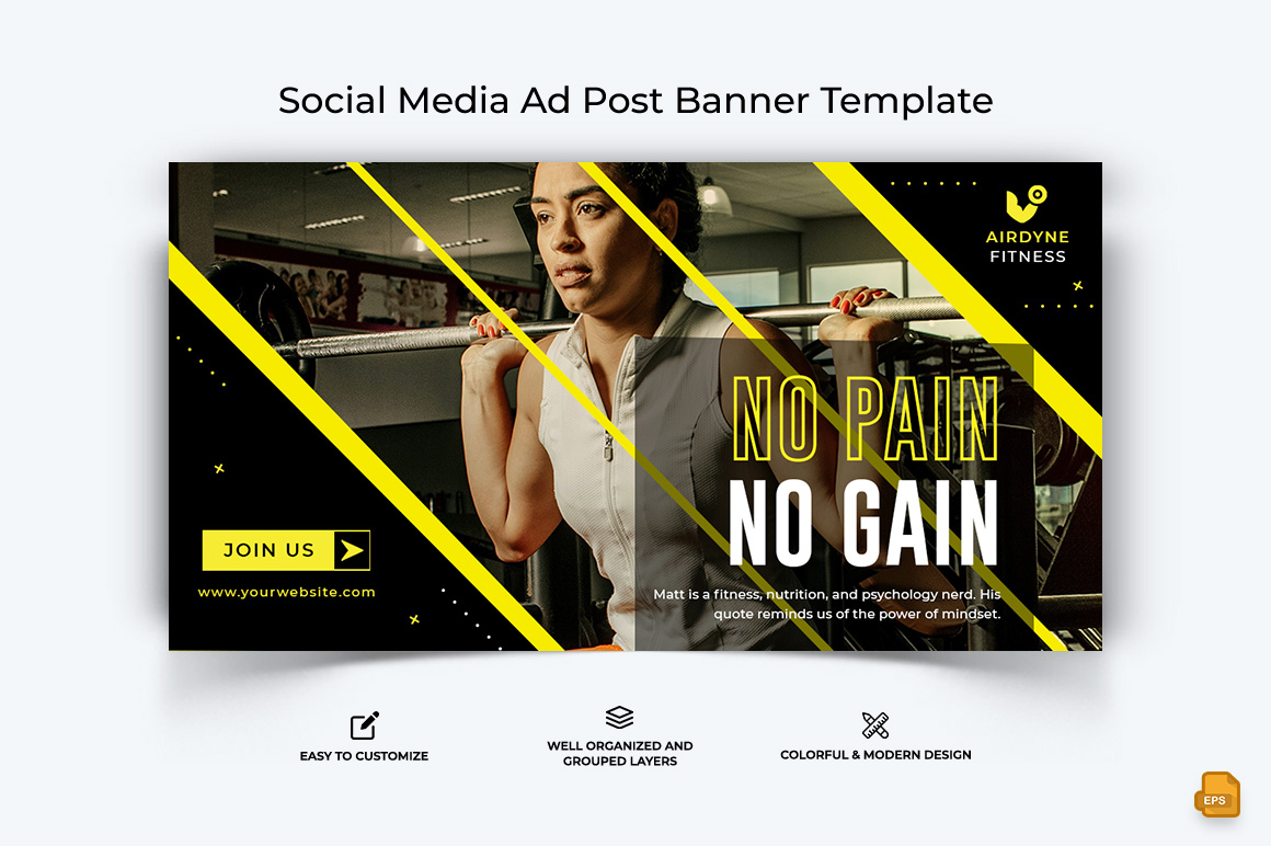 Gym and Fitness Facebook Ad Banner Design-025