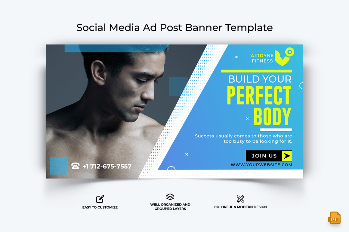 Gym and Fitness Facebook Ad Banner Design-026