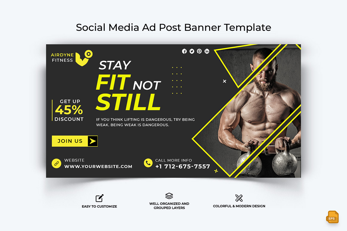 Gym and Fitness Facebook Ad Banner Design-027