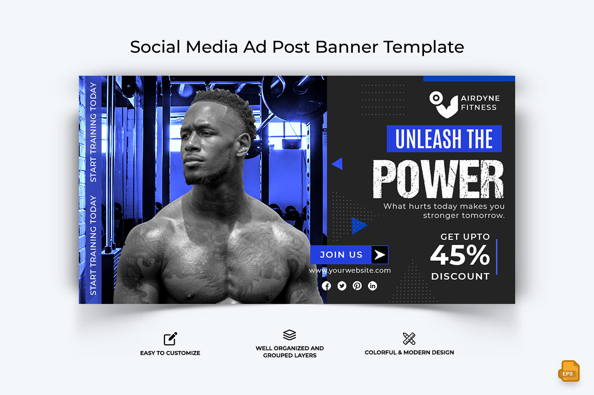 Gym and Fitness Facebook Ad Banner Design-032