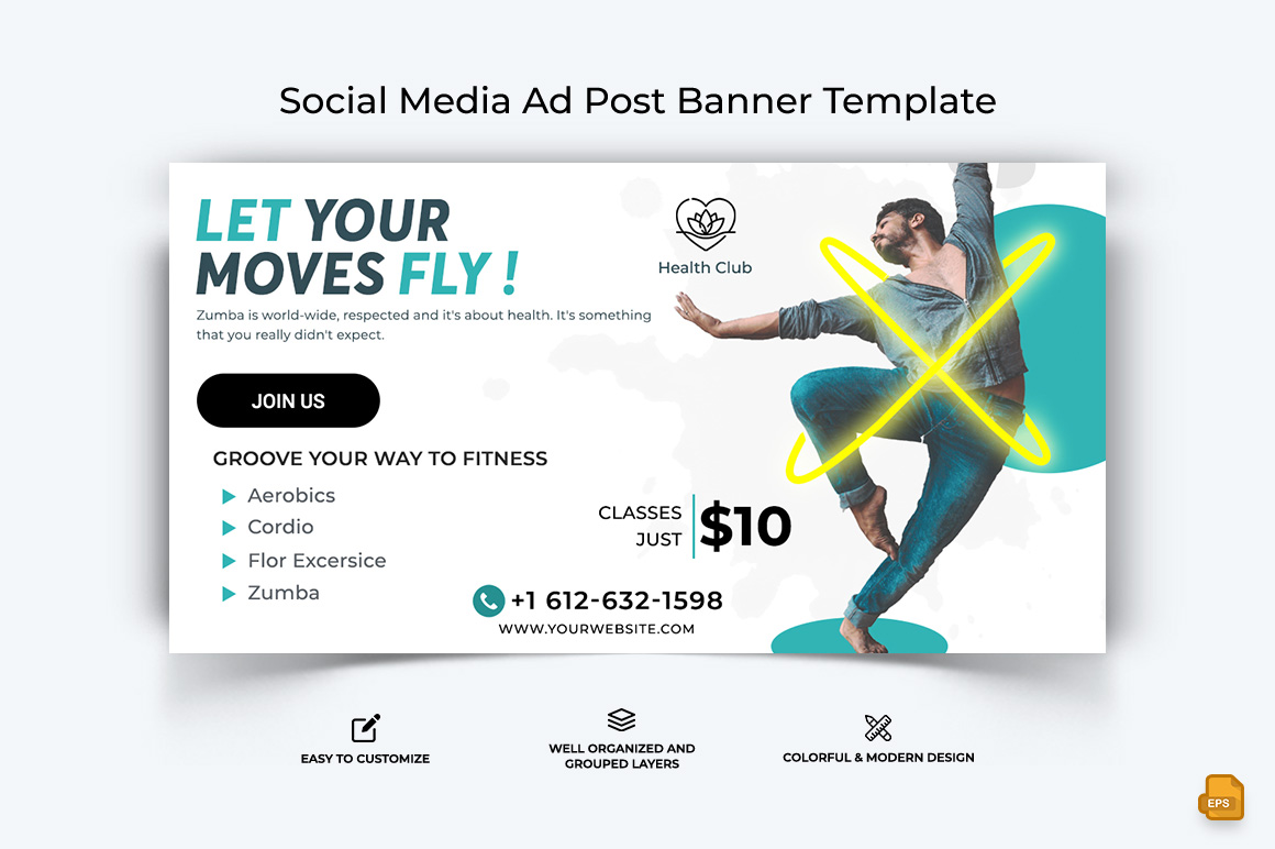 Zumba Dance Facebook Ad Banner Design-002