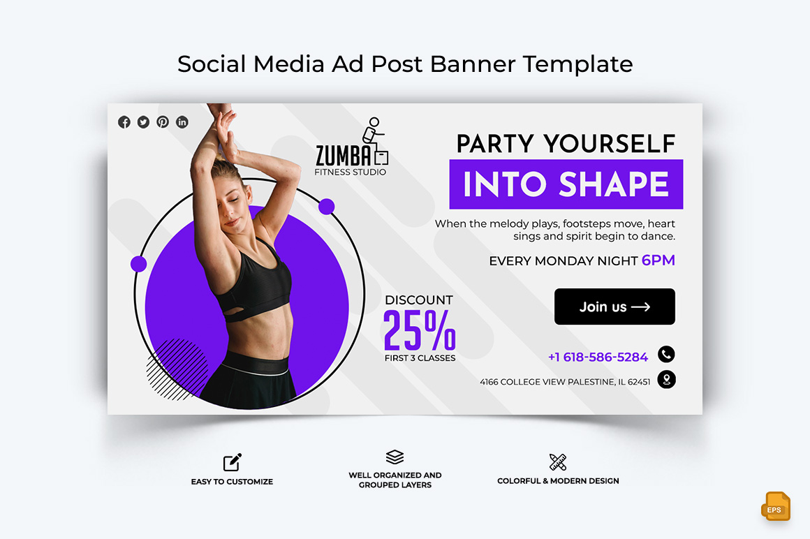 Zumba Dance Facebook Ad Banner Design-011