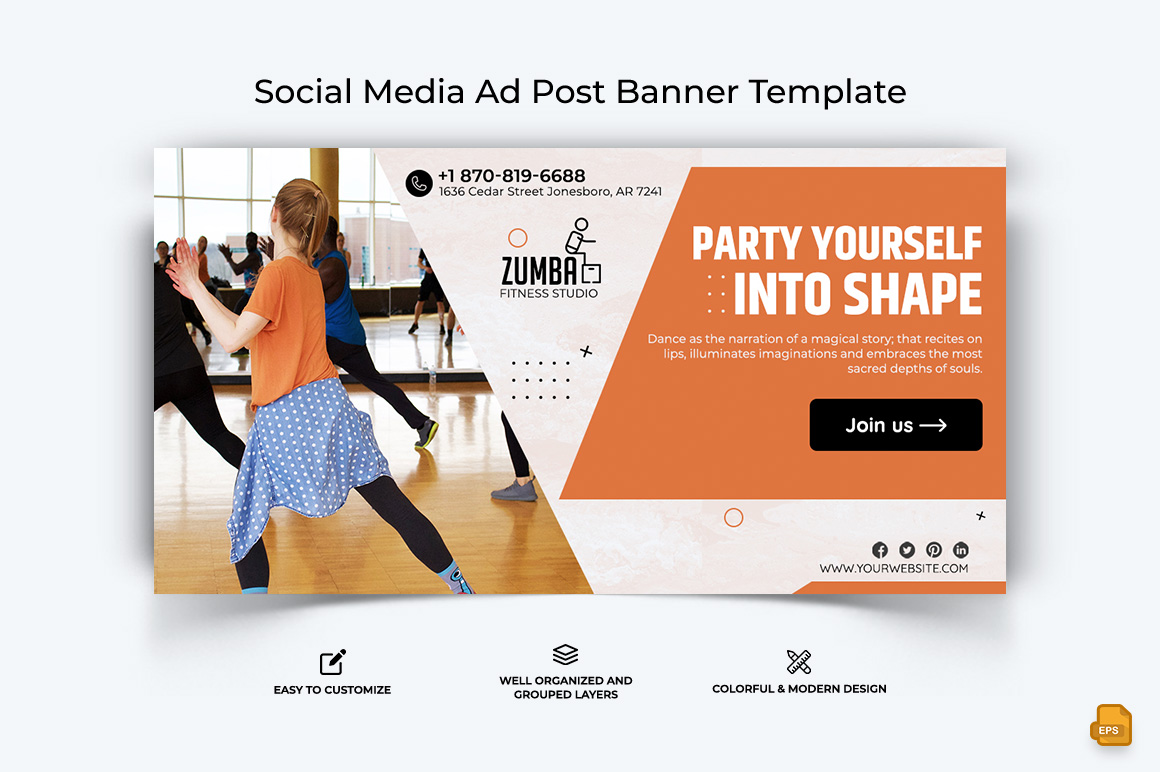 Zumba Dance Facebook Ad Banner Design-015