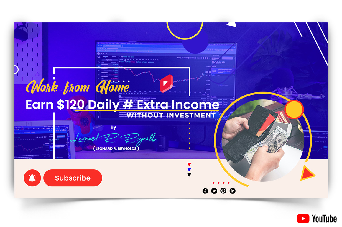 Online Money Earnings YouTube Thumbnail Design Template-11