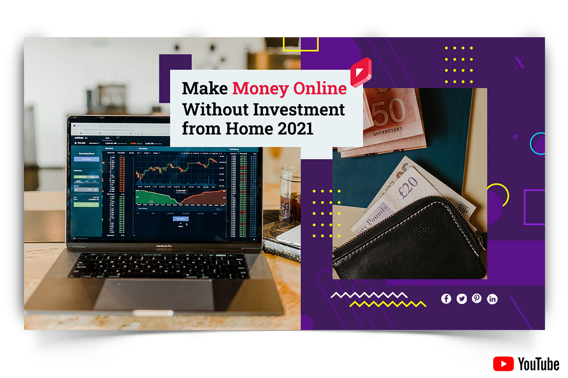 Online Money Earnings YouTube Thumbnail Design Template-19