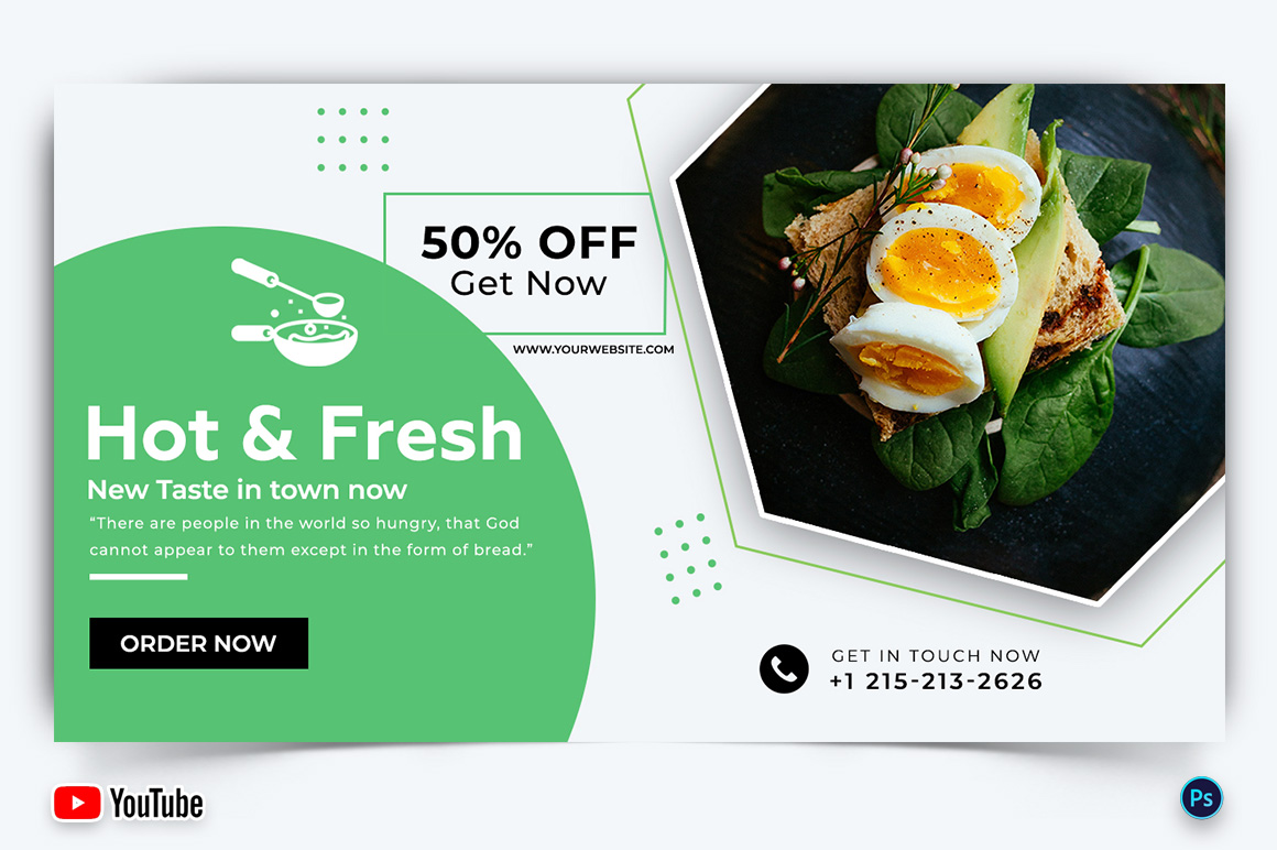 Restaurant and Food YouTube Thumbnail Design Template-03