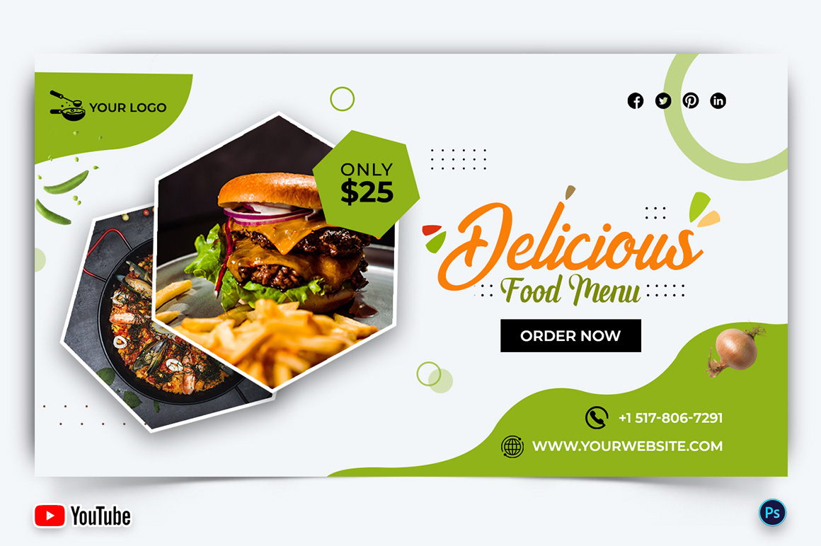 Restaurant and Food YouTube Thumbnail Design Template-05