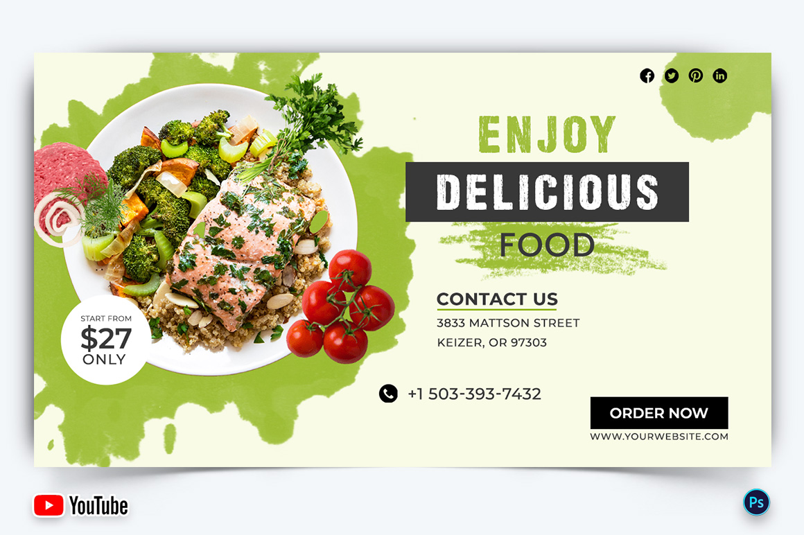 Restaurant and Food YouTube Thumbnail Design Template-06